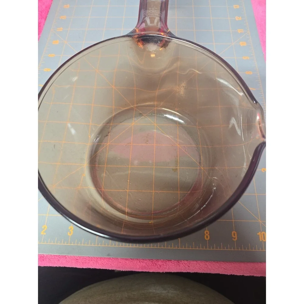 Corning Visions Amber Glass  Saucepan 1 L Pot w/ Lid USA Needs To Be Clean Clean